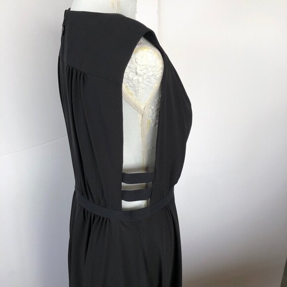 BCBGMAXAZRIA Rachel NWT LBD Black Sleeveless Dress Chiffon Poly Lined V Neck M - Picture 11 of 16